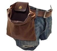 Foraging Bag Waxed Canvas Collapsible Outdoor Camping Pouch Mushroom Storage Water Resistant Leather Bushcraft Bags(Brown,1pc)