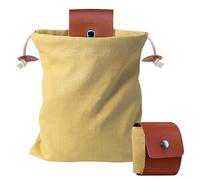 Foraging Bag, Waxed Canvas Pouch Collapsible Leather Belt Pouch Waist Bag with Drawstring Buckle Outdoor Camping Mushroom Storage Foraging Pouches