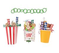 Foraging Cup Bird Toy, Interactive Fun Colorful Parrot Shredding Toys for Parakeets Cockatiels Budgies Lovebirds Pine Wood Paper Silk Fruit Rattan 3pcs Set