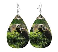 Foraging Ferret Pvc Artificial Leather Dangle Earrings, Hook Is 925 Silver Plated Material