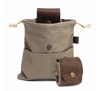 Foraging Pouch Leather Canvas Collapsible Bag Water Resistant Outdoor Camping Storage Folding Bag Mushroom Bags Bushcraft Belt Tinder Dump Pouches for Travel Camping Hiking Bag (Green)