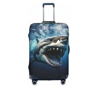 Foraging Shark Luggage Cover Elastic Washable Stretch Suitcase Protector Anti Scratch Travel Cover, White, S