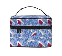 Foraging Shark Travel Makeup Bag for Women, Water-Resistant Cosmetic Bag Foldable Toiletry Bag Teacher Gifts