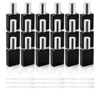 Foraineam 18 Pack 15ml Black Glass Fine Mist Atomizer Spray Bottles, Refillable Mini Glass Perfume Bottle Fragrance Bottles, Empty Perfume Atomizer Bottle with Droppers and Funnels