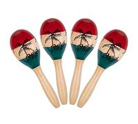 Foraineam 4 Pack Wood Maracas Musical Painted Wooden Maraca Hand Percussion Instrument