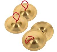 Foraineam 4 Pcs Small Brass Hand Cymbals 5.8 inch Mini Copper Hand Cymbal Gong Band Rhythm Beats Percussion Musical Instrument for Opera and Military Drums Performance, Rhythm Practice