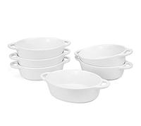 Foraineam 6-Pack Porcelain Ramekins, 10 Ounce Oval Ceramic Creme Brulee Souffle Baking Ramekin Dishes Bowl with Double Handles