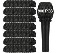 Foraineam 800 Pcs Microphone Cover Disposable Non-Woven Mic Covers Individually Wrapped Microphone Windscreen Protective Cap with Elastic Band for KTV, Karaoke, Recording Studio, News Interview
