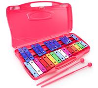 Foraineam Glockenspiel Xylophone 25 Notes Colorful Metal Keys Xylophone, Professional Musical Percussion Instrument with Hard Carry Case and Two Safe Mallets for Beginners