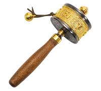 Foraineam Handheld Prayer Wheel with Tibetan Buddhist Six-Character Truth Buddha Scriptures, Wooden Handle Buddhist Turn Praying Instrument for Praying, Blessing, Yoga, Relaxing, Healing, Meditation