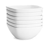 Foraineam Porcelain Square Cereal Bowls 20 Ounces Soup Pasta White Serving Bowl for Dinner, Dessert, Salad, Fruit, Small Side Dishes, Set of 6
