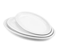 Foraineam Set of 3 Sizes Porcelain Oval Serving Platters White Dinner Plates Serving Dishes for Party, Dessert, Sushi, Fish