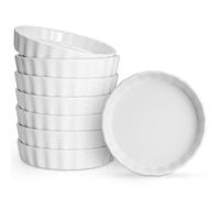 Foraineam Set of 8 Pieces Porcelain Shallow Ramekins, 5 Ounce Creme Brulee Ramekin Dishes Round Baking Ramekins Set