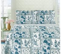 Foral Patchwork Vintage Country Cottage Style Bedspread Coverlet Quilt Bed Throw Including Pillow Shams Covers (Nevada)