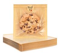 Foranda 200 Pack Cookie Packaging Bags with Seal, 5.7x6.5 Inch Paper Bakery Bags with Window, Heat Sealable & Grease Resistant To Go Bake Sale Sleeves for Treat, Donut, Cake Slice, Scone, Brownie