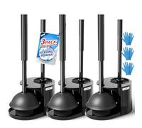 FORASTO 3Pack 2 in 1 Toilet Brush and Plunger Set, Extended Handle Plunger,Toilet Bowl Brush Plunger Set,Bathroom Cleaning Tools,Toilet Brush Plunger Combo,Cleaning Brush,Cleaning Supplies