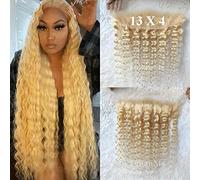 Forawme Soft Brazilian Blonde Hair 13X4 Full Lace Frontal With Baby Hair 20 Inch 613 Deep Wave Pre Plucked Ear To Ear Transparent Lace Frontal Closure Human Hair Pieces Natural Hairline