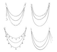 Forbabe Pack of 4 Silver Trouser Chain, Punk Jeans Chains, Rock Chain Belt, Hip Hop Key Chain, Punk Belt Chain Trouser Chain for Men and Women, 25cm, Precious Metal, Not applicable