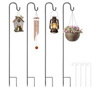 Forbabe Shepherd Hooks 100 cm, Pack of 4 Shepherd Hooks with 4 Plant Shields, Height Adjustable, Shepherd's Stake, Lantern Pole, Shepherd's Arch Hooks, Metal Garden Stake with Hooks for Bird Cages