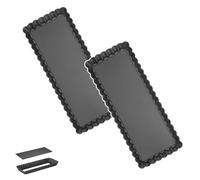 FORBAKE 2 Pack Rectangular Tart Pans, Non-Stick Quiche Pan with Loose Bottom, 3" x 9" Fluted Edges Pie Pan, Heavy Duty Carbon Steel for Oven Baking, Black - Bake Like a Pro
