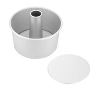 FORBAKE 7" Non-Stick Chiffon Cake Pan, Deep 5.5 Inches, 2 Removable Bottoms Flat & Tube, Anodized Aluminum Alloy Rustless Angel Food Cake Tube Baking Mold, Oven Dishwasher Safe, Silver