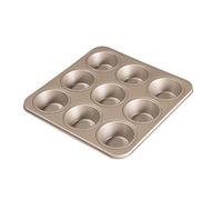 FORBAKE 9-Cup Standard Muffin Pan, Nonstick Carbon Steel Cupcake Tin | Square 278mm Design for Medium Batches, Everyday Treats and Space-Saving Storage