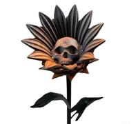 Forbidden Sunflower Skull Bloom 3D Printed Gothic Decor for Alternative Style Home, Office or Display Shelf Decoration (Black and orange)