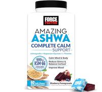 Force Factor Amazing Ashwa Complete Calm Support with KSM-66 Ashwagandha, Like Ashwangandha Gummies to Promote Calm & Relaxation with Magnesium & L-Theanine, Blueberry Pomegranate, 60 Soft Chews
