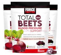 Force Factor Total Beets Support Supplement with Beets Powder, Great-Tasting Chewables 180 Chews, 3-Pack