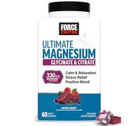 Force Factor Ultimate Magnesium Supplement, 330mg Magnesium Glycinate & Citrate, Gummies, Vegan & Gluten Free, Mixed Berry Flavor, 60 Soft Chews