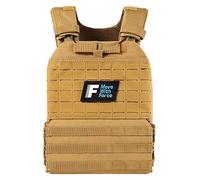 Force Fitness - Weighted Vest - Ultra-durable and Adjustable Straps - Includes Steel Weight Plates, Improves Workouts from Home or Gym (7kg, Tan)