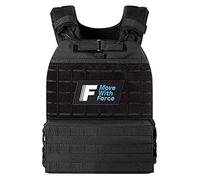 Force Fitness - Weighted Vest - Ultra-durable and Adjustable Straps - Includes Steel Weight Plates, Improves Workouts from Home or Gym (10kg, Black)