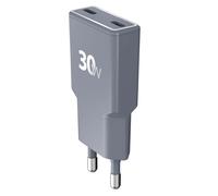 Force Power 30W Power Delivery Ultra GaN Fast 2x USB-C Charger, Grey