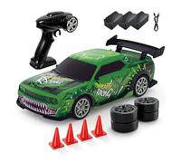 ForceAero 1:24 Scale RC Drift Car, 2.4GHz 4WD High-Speed Remote Control Racing Car with LED Lights, Interchangeable Drift & Racing Tyres, Graffiti Design for Adults