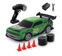 ForceAero 1:24 Scale RC Drift Car, 2.4GHz 4WD High-Speed Remote Control Racing Car with LED Lights, Interchangeable Drift & Racing Tyres, Graffiti Design for Adults