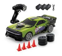 ForceAero 1:24 Scale RC Drift Car, 2.4GHz 4WD High-Speed Remote Control Racing Car with LED Lights, Interchangeable Drift & Racing Tyres, Graffiti Design for Adults