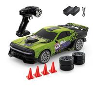 ForceAero 1:24 Scale RC Drift Car, 2.4GHz 4WD High-Speed Remote Control Racing Car with LED Lights, Interchangeable Drift & Racing Tyres, Graffiti Design for Adults