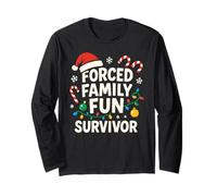 Forced Family Fun Survivor - Funny Sarcastic Xmas Christmas Long Sleeve T-Shirt