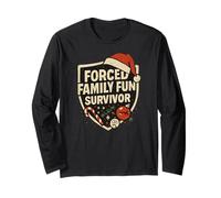 Forced Family Fun Survivor - Funny Sarcastic Xmas Christmas Long Sleeve T-Shirt