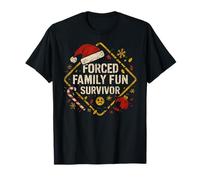 Forced Family Fun Survivor - Funny Sarcastic Xmas Christmas T-Shirt