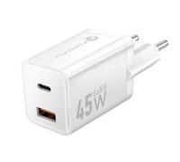 Forcell 45W USB / USB-C PD / QC 4.0 Ulta-Compact GaN III Sector Charger, White