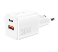 Forcell GaN III 30W Power Adapter with USB-C + USB Ports, Mini Format, White