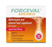 Forceval Soluble, Effervescent Multivitamin Tablets, 24 Key Vitamins and Minerals Including Vitamin C, B Vitamins, Vitamin D, Iron & Zinc, Suitable for Vegetarians, Pack of 30