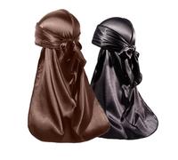 ForceWave 2 PCS Silky Satin Baby Durags for Boys Girls Infant, Brown + Black, One Size
