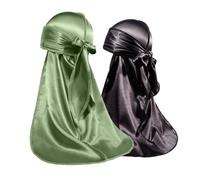 ForceWave 2 PCS Silky Satin Baby Durags for Boys Girls Infant, Sage + Black, One Size