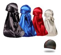 ForceWave 4PCS Silky Durags for Men Women 360 Waves with 1 Wave Cap