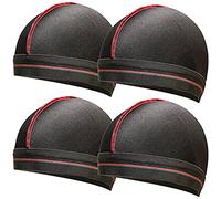 ForceWave Silky Stocking Cap for Men Women, Black Compression Wave Cap for 360 Waves, 4-Pieces, Black 4pack, S-M