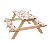 FORCHEER 96x30 Picnic Table Cover with Bench Covers Waterproof Elastic Floral Fitted Outdoor Picnic Table Covers Set For 8ft 3 Pieces Washable