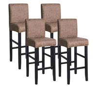 FORCHEER Bar Stool Chair Cover with Backs Set of 4 Leather Looking Barstool Slipcover for Short Back Counter Chairs Removable Washable (4PC,Camel)