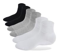 Forcool Non Binding Loose Top Seamless Ankle Low Cut Cotton Diabetic Socks for Men and Women, M/L/XL, 3/6 Pairs, 6 Black&gray&white, XX-Large